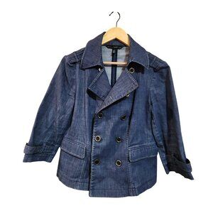 White House Black Market Denim Peacoat Jacket Womens Size 8